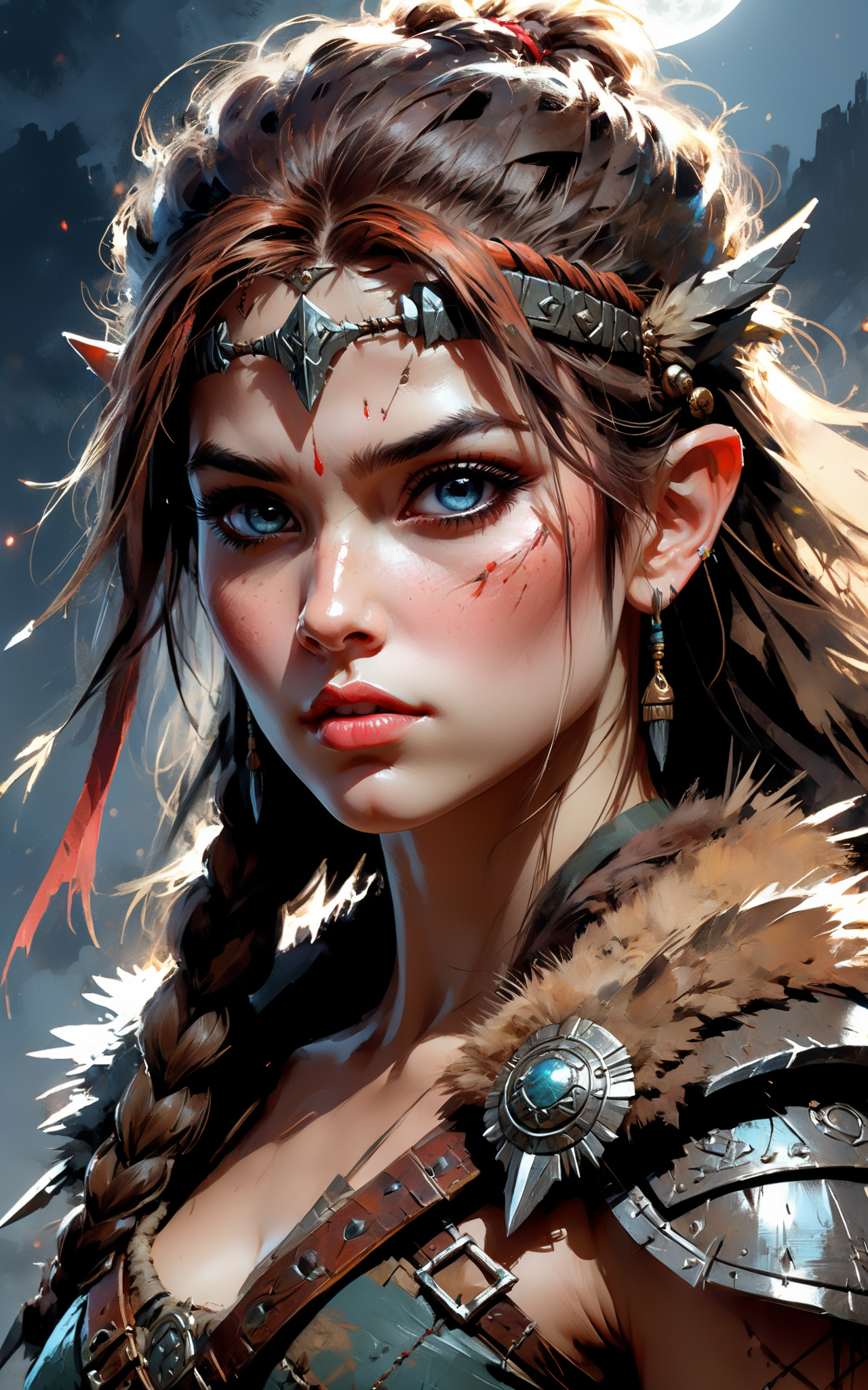 High quality, Very highly detailed, a cute female barbarian, digital illustration, aesthetic beauty, perfect anatomy, perf...